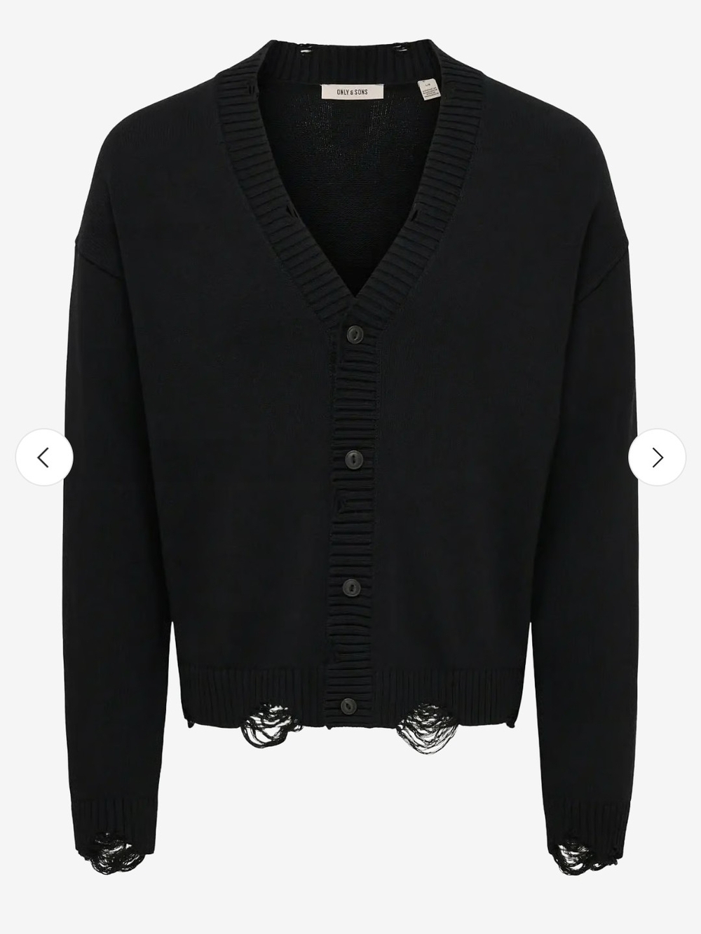 ZaraBlack Distressed V-Neck Button Cardigan